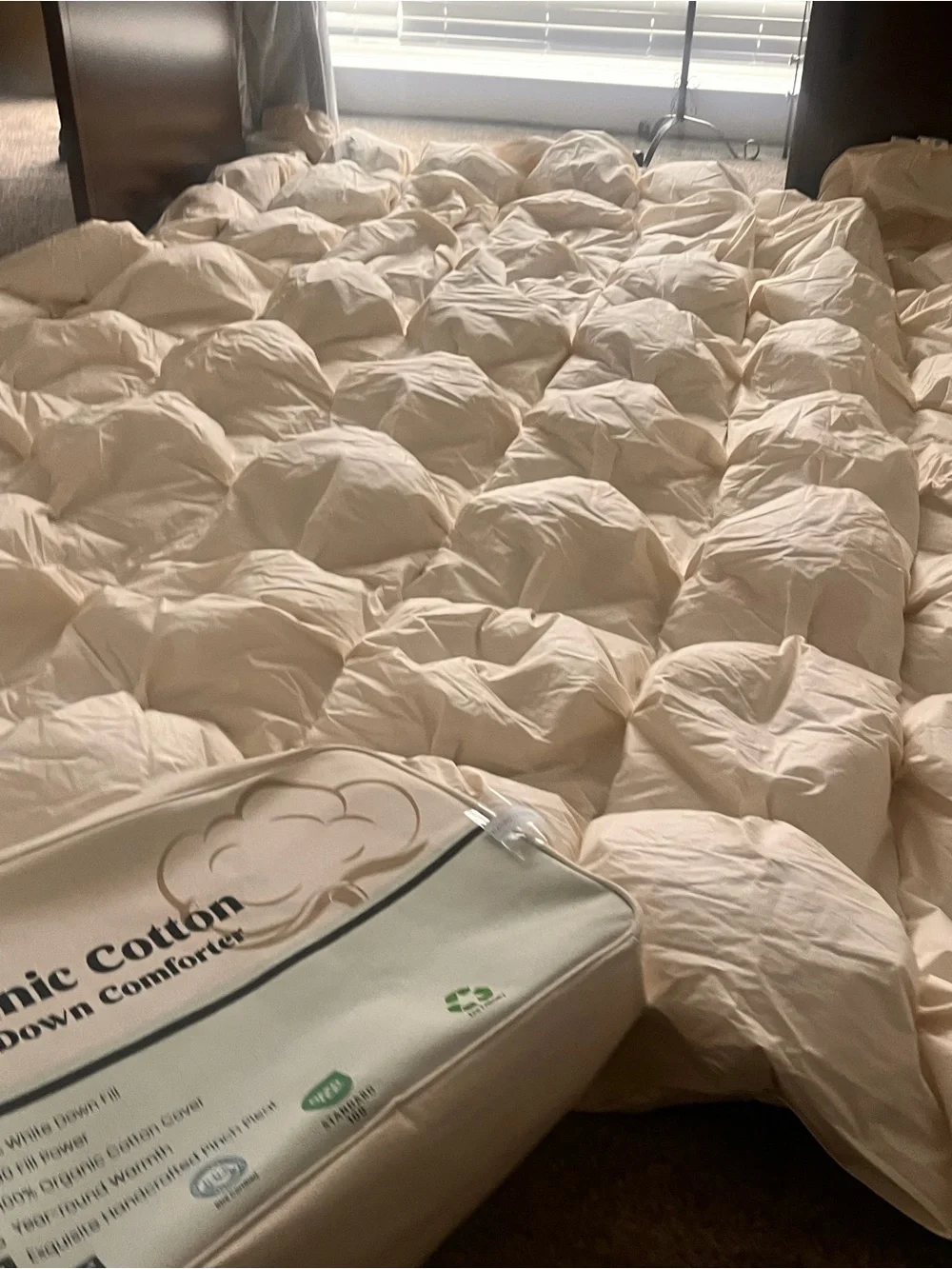 Organic Cotton White Down Comforter - Cream Soft Fill - So Luxe